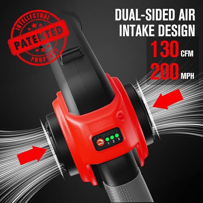 EWORK Leaf Blower Cordless 20V 130CFM &amp 200MPH Small Electric Leaf Blower with 2x2.0Ah Battery and Fast Charger Mini Battery Powered Lightweight Blowers for Lawn Care Leaves Jobsite