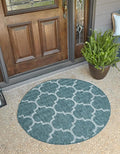Unique Loom Outdoor Trellis Collection Area Rug (3' 3 Round Teal/ Gray)