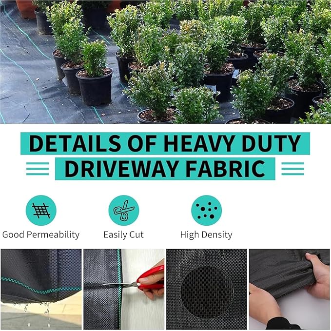 Weed Barrier Fabric Heavy Duty Weed Barrier Landscape Fabric for Outdoor Blocker Control Garden Landscaping(2.4oz 3x300FT)