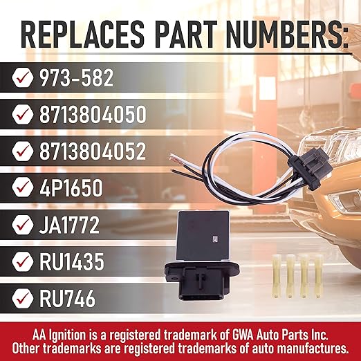 HVAC Blower Motor Resistor Kit - Replaces 973-582 8713804050 8713804052 ‎4P1650 JA1772 RU1435 - Compatible with Toyota Tacoma Vehicles - 2005 2006 2007 2008 2009 2010-2017 HVAC Control