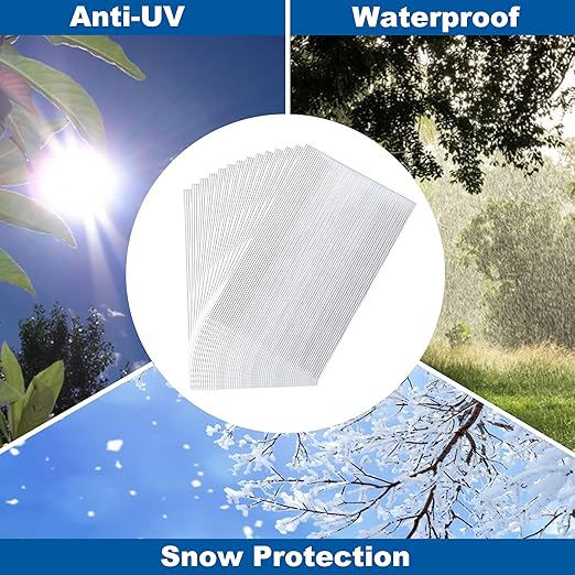 20 Pcs 2' x 4' x 0.15'' Polycarbonate Greenhouse Panels Twin-Wall Roof Panels Waterproof UV Protected Corrugated Plastic for Greenhouse Plant Stand Roof (20)