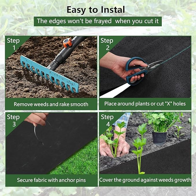 Woven Landscape Barrier 5oz 5ft x 300ft Double Layer Ground Cover - Weed Control Fabric for Garden Beds Landscaping &amp Plant Protection
