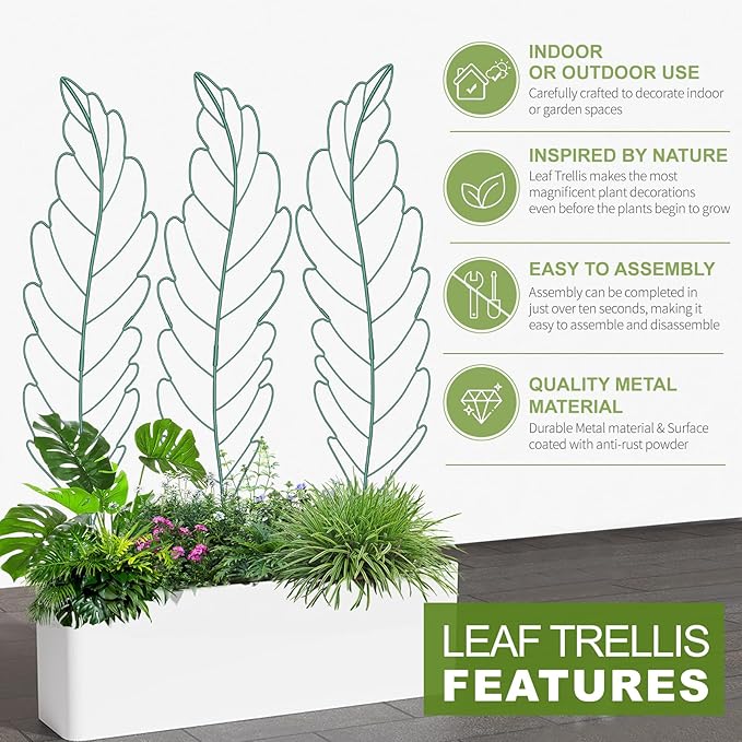 3 Pack 59x16in Metal Garden Trellis for Climbing Plants Large Trellis for Climbing Plants Outdoor Roses Vegetables Vines Flowers Support Large Decorative Outdoor Trellis