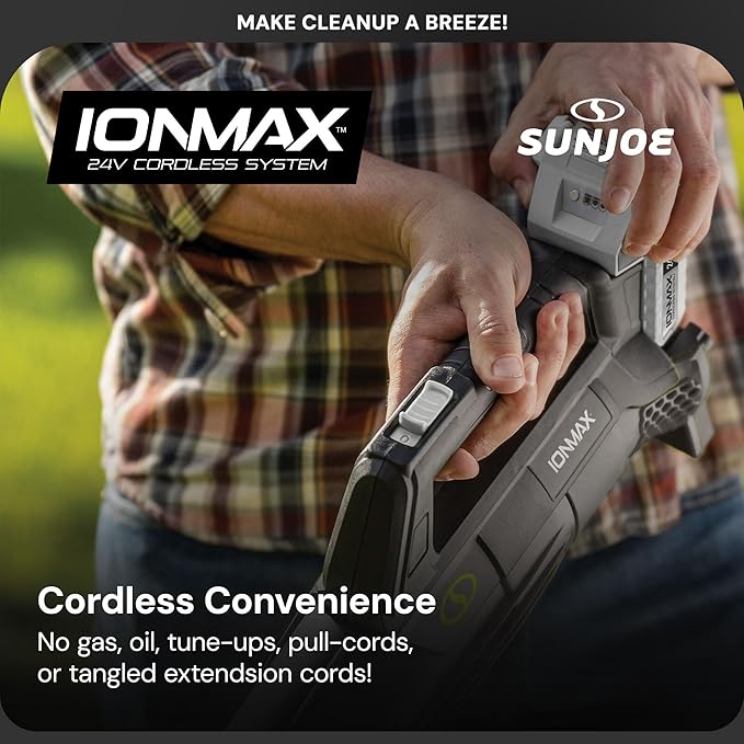 Sun Joe 24V-TB-LTE 24V Cordless IONMAX Compact Turbine Jet Blower 100 MPH Air Speed Battery and Charger Included