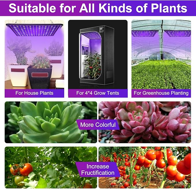 600W Full Spectrum LED Grow Light for Indoor Plants-UV Grow Lamp Seed Starting Seedlings Vegetable Pepper Hanging Growing Lamps