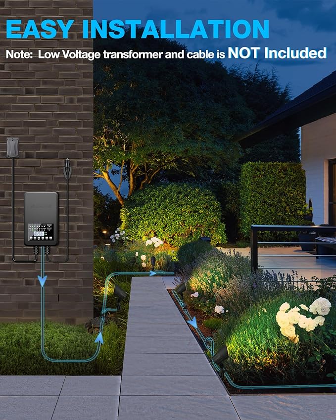 SUNVIE 6W Low Voltage Landscape Lighting LED Landscaping Lights Warm White Low Voltage Lighting Waterproof Landscape Spotlights with Connectors Spot Lights Outdoor for Tree Wall Pathway Yard 4 Pack