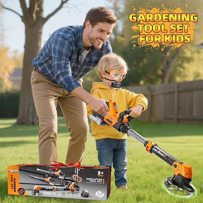 Kids Tool Set 3 in 1 Kids Power Garden Tools with Sounds &amp Lights Toy Weed Wacker Toy Leaf Blower and Hedge Trimmer Outdoor Toys Toy Tools Christmas Birthday Gifts for Boys 3 4 5 6 7 8 Year