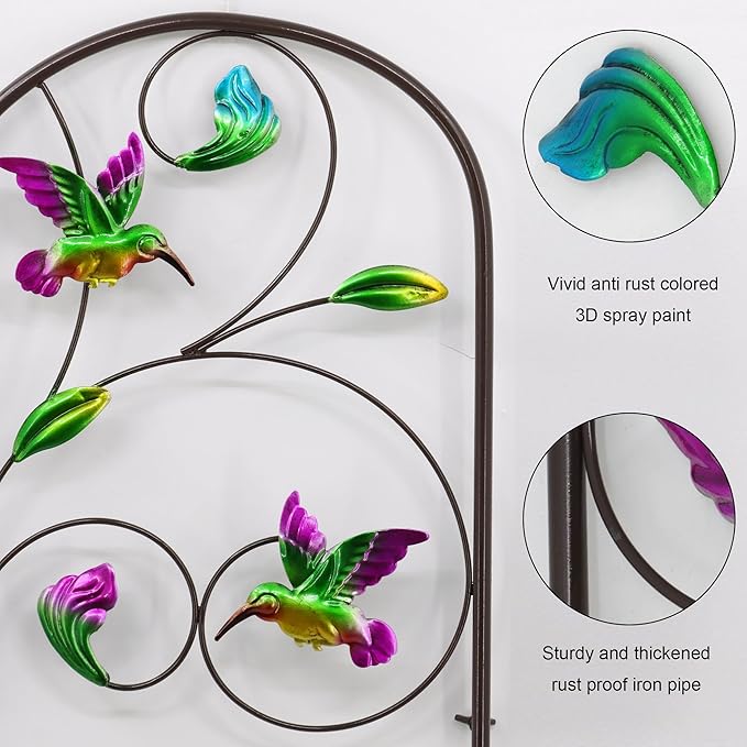 Set of 2 Hummingbird Metal Garden Trellis for Climbing Plants Decorative Vegetables Flowers Vine Trellis for Outdoor Patio 60'' H x 12.5'' W Elegant Hummingbird Design
