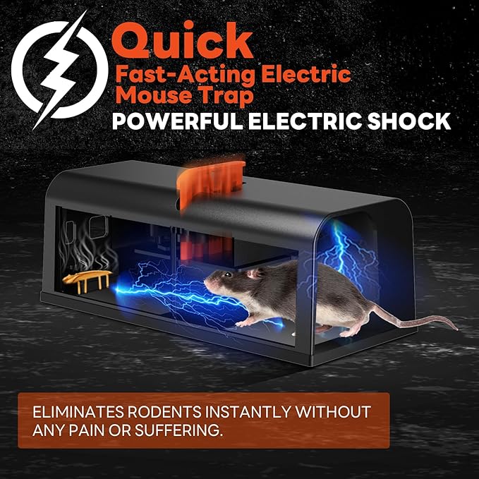 Electric Mouse Trap 2 Pack Indoor Reusable Electric Mouse Trap Zapper with Anti-Escape Design &amp Dual Power Electronic Rat Trap with No-Touch Cleaning for Kitchen Garage