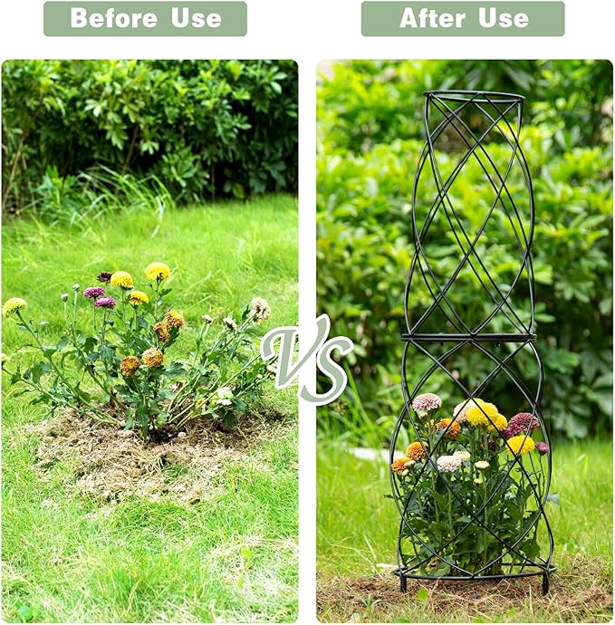 35-Inch Metal Garden Obelisk Trellis for Indoor &amp Outdoor Plants – Durable Weather-Resistant Support for Climbing Vines Roses and Flowering Bushes – Decorative Potted Plant Structure