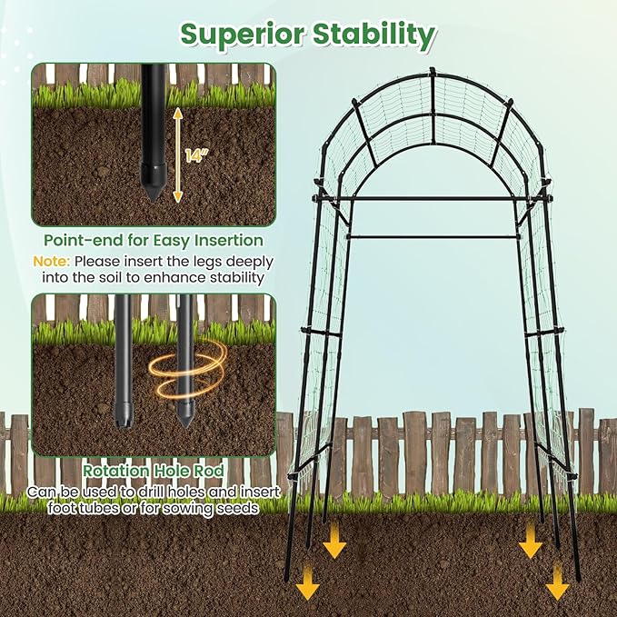 7.5FT Tall Plant Support Archway 71 x 43-63 x 90 Garden Arch Trellis for Climbing Plants with PE Coated Metal Structure for Climbing Vine/Vegetables/Fruit/Flower for Raised Bed