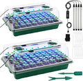 2 Packs Starter Tray with Grow Light 80 Cells Seed Starter Kits with Humidity Dome and Base Plant Germination Seedling Starter Kit with Smart Timer for Indoor Greenhouse Wheatgrass Hydroponic