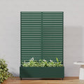 Casaphoria Metal Raised Garden Bed with Trellis and Wheels 72x47x16 Planter Box for Climbing Plants Vegetables &amp Vines Features Drainage Holes and Privacy Screen Drak Green-Louvered