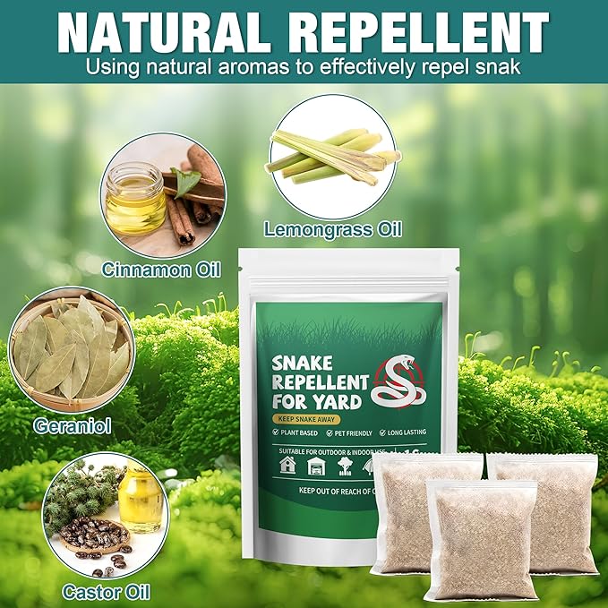 Snake Repellent for Yard Natural Snakes Away Repellent Pouches for Outdoor Indoor Snake Be Gone Deterrents for Outside Lawn Garden Camping Fishing Pets &amp Kids Safe (16 Pack)