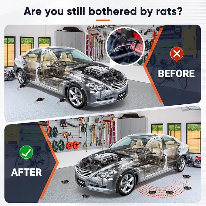 2Pcs Ultrasonic Rodent Repellent for Car EnginesBattery Operated Rodent Repellent Under Hood AntiMiceMouseRodent Repellent for Cars Keeping Rodents Out of Car Basement Garage Warehouse