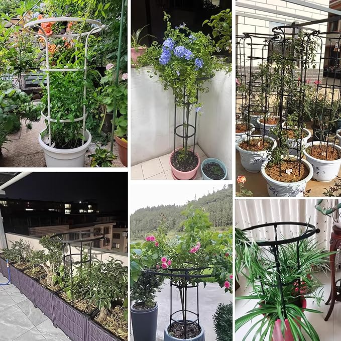 Garden Trellis for Climbing Plants and Flowers Rustproof Vertical Umbrella Trellis Wisteria Trellis Outdoor Flower Support Cage Climbing Stand Rack for Vines RoseWhite90cm/35.4in