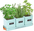 PERFNIQUE Indoor Herb Garden Herb Planter Set with Tray Farmhouse Indoor Plant Pots Windowsill Herb Garden with Drainage(Planter only) for Indoor/Outdoor Window Pots (Mint)