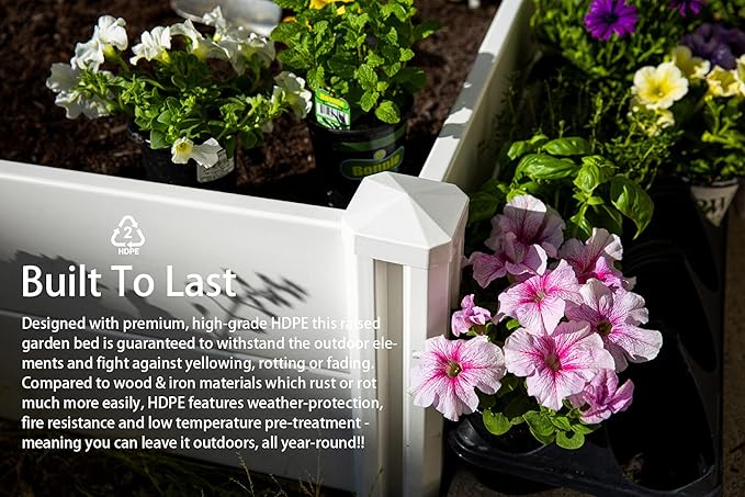 Barton Raised Garden Bed 48.25 x 48.25 x 13.25' Outdoor Above Ground Garden Planted Bed Growing Flowers Vegetables Herbs DIY Gardening Projects