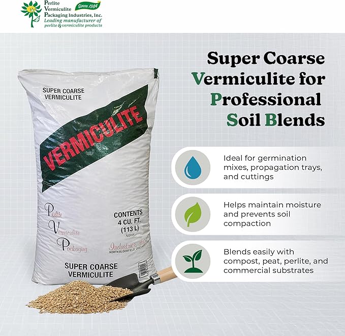 Super Coarse Vermiculite Natural and Odorless Mix - Professional Use for Gardening Packaging and Industrial 4 Cubic Feet