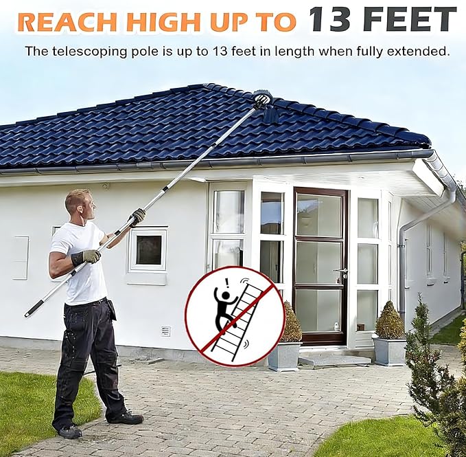 Upgraded 13FT Assembled Light Bulbs Extension Pole Changer for High Ceilings and Recessed LightsLight Bulbs Changer with Baskets and Suction Cup for Light Bulb Removal Tool for Household.