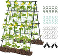 Giantex Cucumber Trellis Trellis for Climbing Plants Outdoor Garden Trellis w/Netting PE-Coated Metal Clips Plant Support for Flower Vine Grape Vegetable Fruit 41x51x59