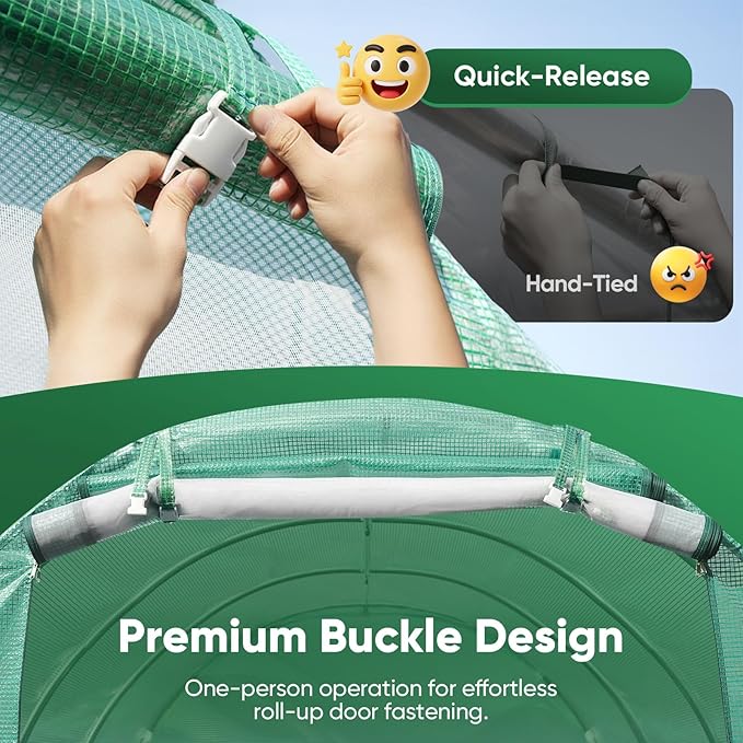 Quictent 10x7x7 FT Essential Greenhouse for Outdoors Portable Walk-in Tunnel Hoop House with 6 Screen Windows &amp Zipper Door Heavy Duty Frame for Garden Plant Vegetable Green