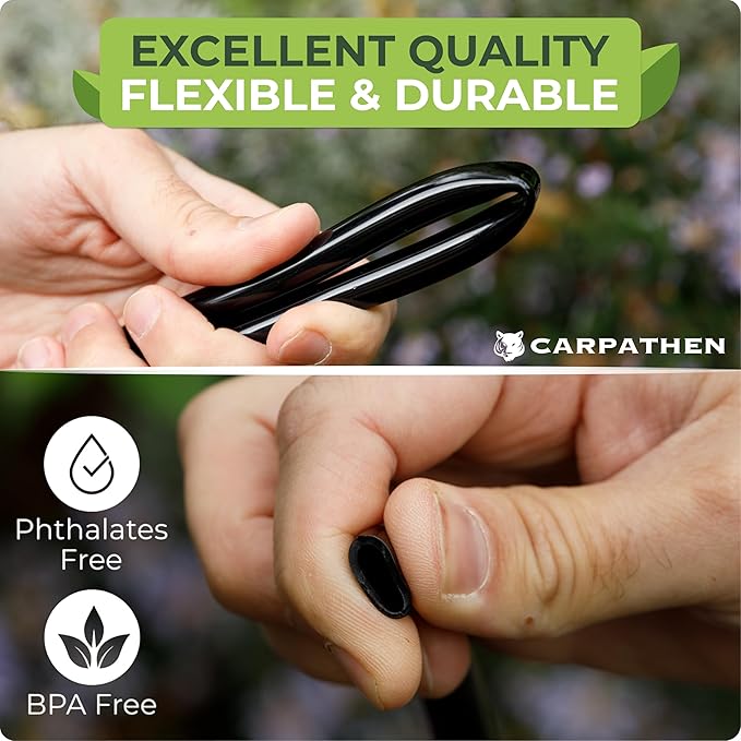 CARPATHEN 100ft Drip Irrigation Tubing - Mainline - (5/16 ID - 7/16 OD) Black PVC Water Line