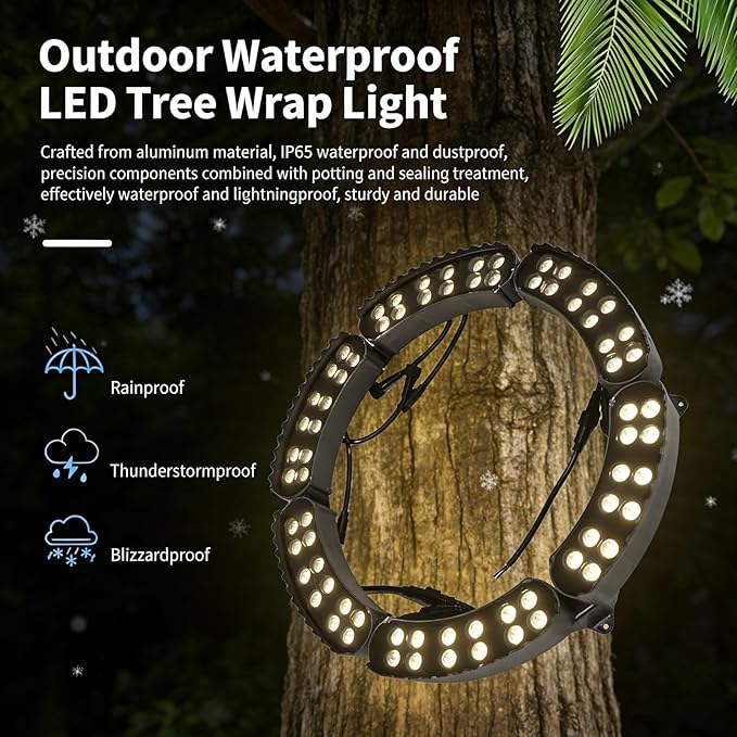 Palm Tree Lights 90-260V/DC24V LED Tree Uplights Die-cast Aluminum Hugger LightsOutdoor for Villa Garden Landscape Lighting(White Light5 lamp Heads)