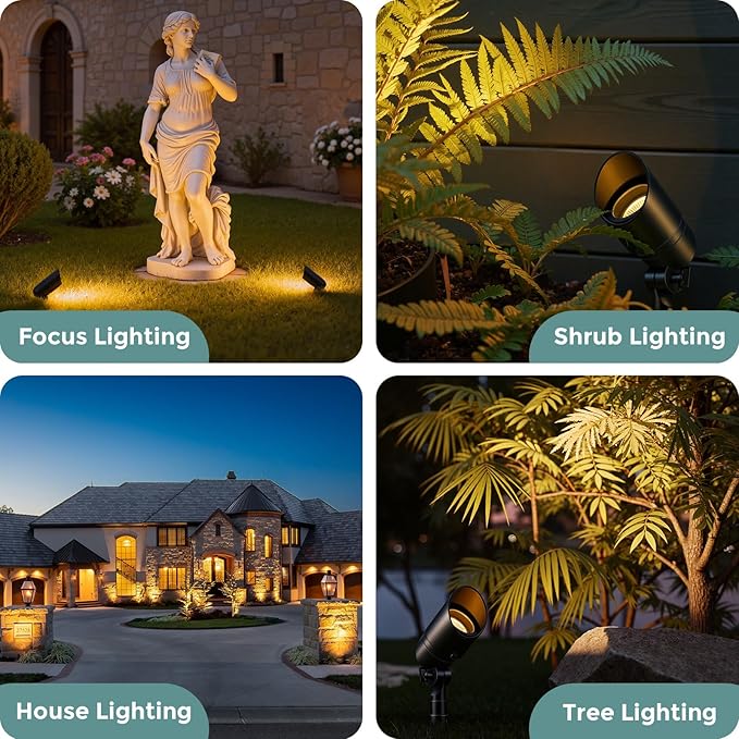 Gardencoin Low Voltage Landscape Spotlight 12V LED Outdoor Landscape Lighting Landscape Spot Lights Wired for Garden and Yard Aluminum Up Lighting Fixture with 5W MR16 Replaceable Bulb (2 Pack)