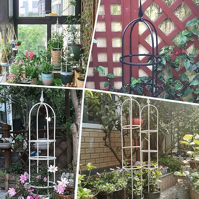 Garden Trellis for Climbing Plants Garden Tower Obelisk Trellises Rustproof Metal Potted Plant Climbing Support Large Garden Trellis Plant Supports for Climbing PlantsBlack25 * 90cm