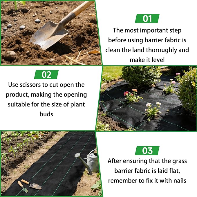 Weed Barrier Fabric Planting Cover - 3 x 250 FT Heavy Duty Landscape Fabric Ground Cover Block for Outdoor Planting