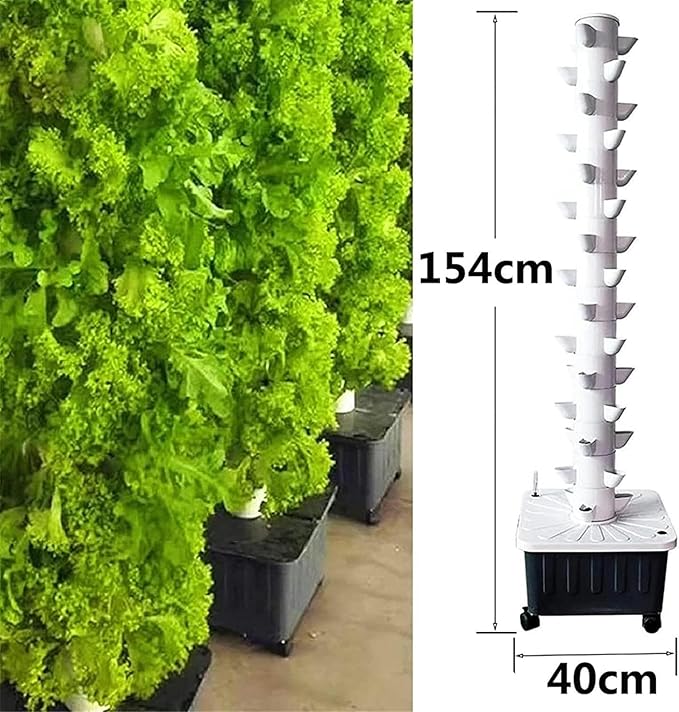 Hydroponic Culture System Kits 45 Plant Sites Cultivation System Vertical Cultivation Tower Pump Mobile Water Tank Culture System for Herbs Fruits and Vegetables
