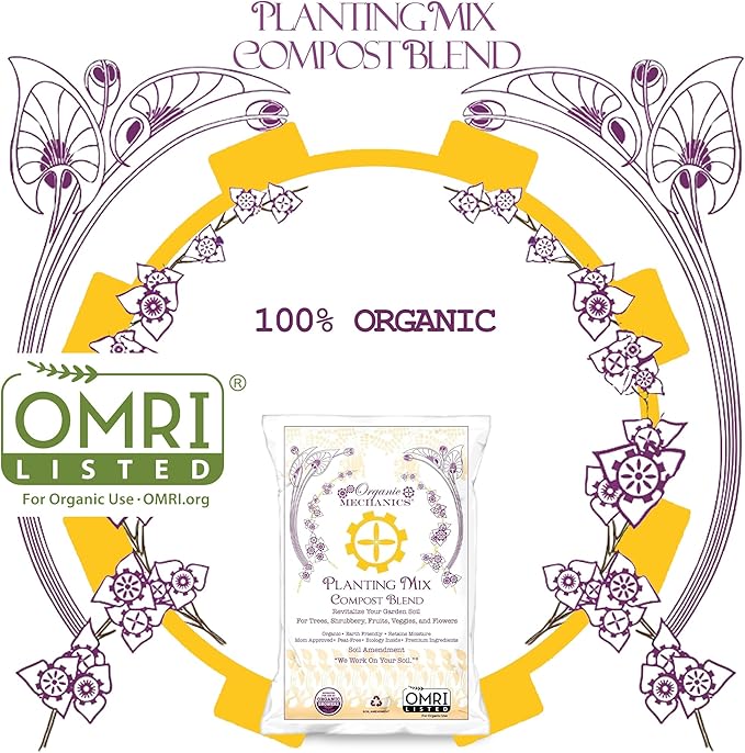 Organic Mechanics Planting Mix Compost Blend 1 Cu Ft - Revitalizes Garden Soil with Compost Pine Bark Coconut Coir and Worm Castings for Raised Beds Gardens &amp More - Peat-Free &amp Eco-Frien
