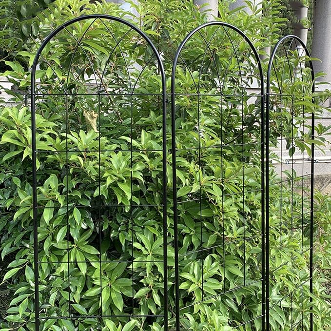 Garden Trellis for Climbing Plants Decorative Privacy Screen Metal Garden Ornament 150x33cm Indoor Outdoor Flower Fruit Vegetable (Black/White)(Color:BlackSize:150x33cm)
