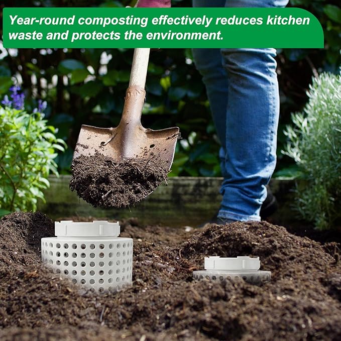 2 PCS Inground Worm Composter Inground Worm Farm Compost Bin Kit for Raised Garden Beds at Home Farm Compost Bin for Garden Reducing Food Waste Composting Systems Sustainable Worm Composter.