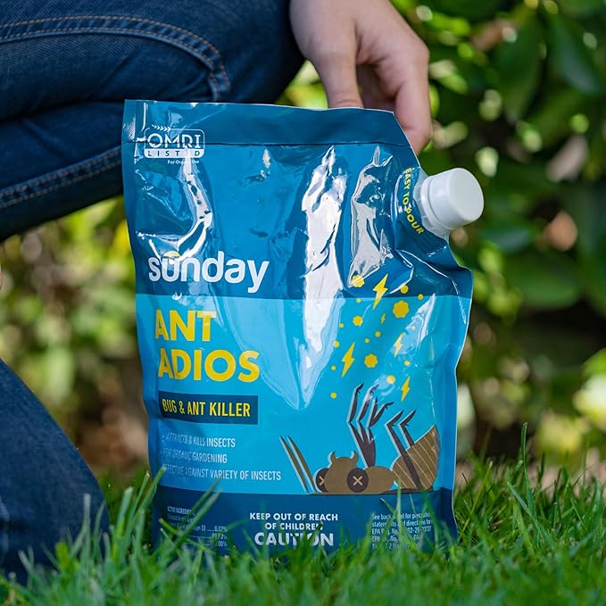 Sunday Ant Adios - Bug &amp Ant Killer - Outdoor Insect Control Uses Spinosad to Eliminate Ants Earwigs Cutworms &amp More - Treats 4000 sq ft - Results in 3-14 Days - 2 Pack 2lbs