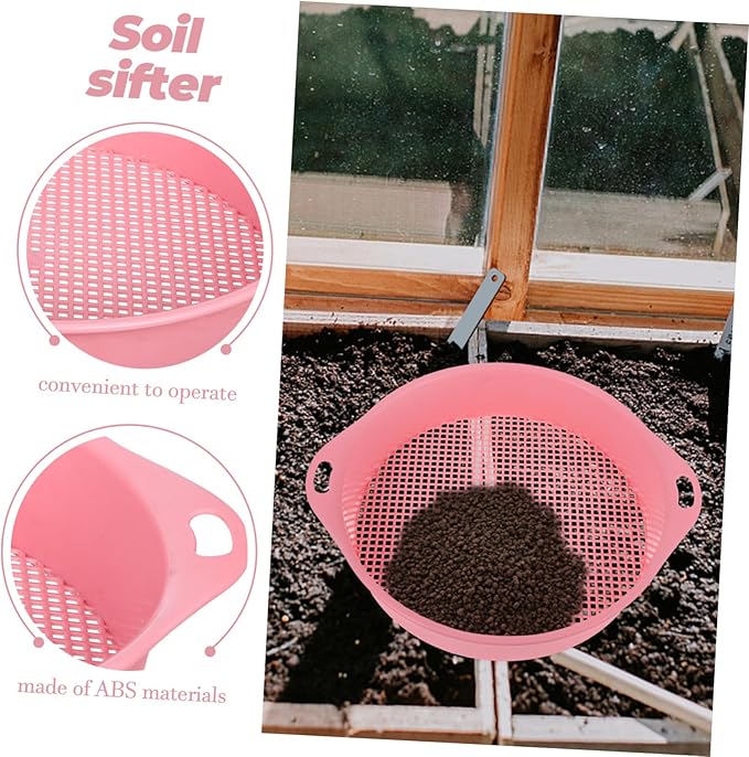 Sosoport 5pcs Manual Soil Sifter Fine Mesh Sieve Garden Sifting Tool Sifting Pan Compost Screen for Home Gardening