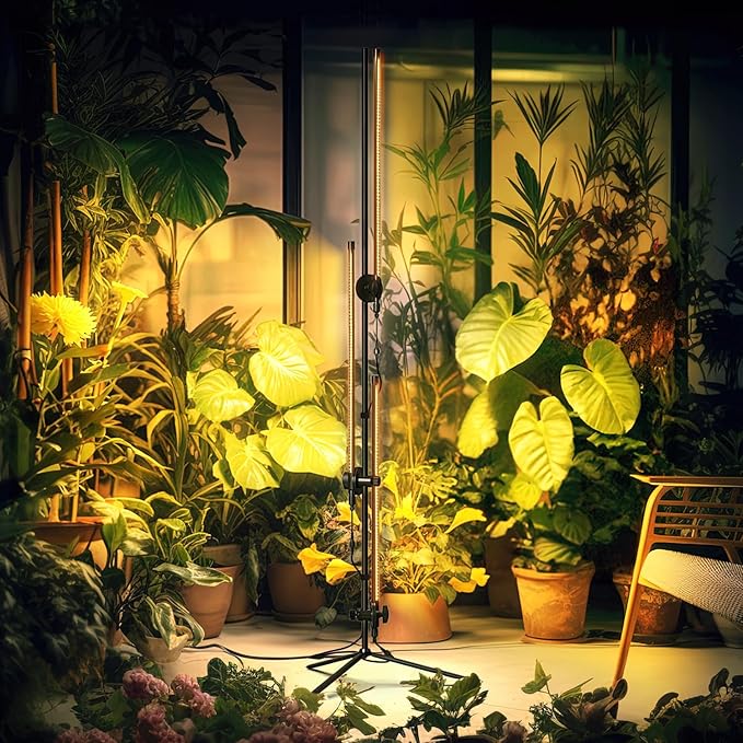 Grow Light with Stand for Indoor Plants 3 Head 45W 168 LEDs Full Spectrum Adjustable Plant Light 59'' H Tall Premium Aluminum Tripod Floor Stand for Indoor Gardening and Home Decoration