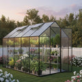 Kingdura 6x4ft Walk-in Greenhouse for Outdoors Large Polycarbonate Greenhouses with Heavy Duty Aluminum Frame Adjustable Roof Vent Lockable Door UV Protection for Outside Garden Backyard