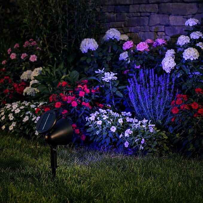 2 Pcs Solar Spotlights Blue Outdoor Led Landscape Lighting Waterproof with Solar Panel 6-8 Hours for Garden Lawn and Patio Yard Decor