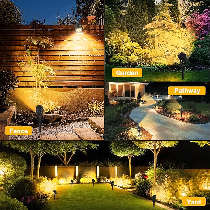 T-SUNUS Solar Spot Lights for Outdoor Warm White 3000K Landscape Spotlight IP65 Waterproof Separated Panel Uplights with 9.8ft Cable Auto On/Off for Tree Yard Lawn House Driveway Pathway Pool