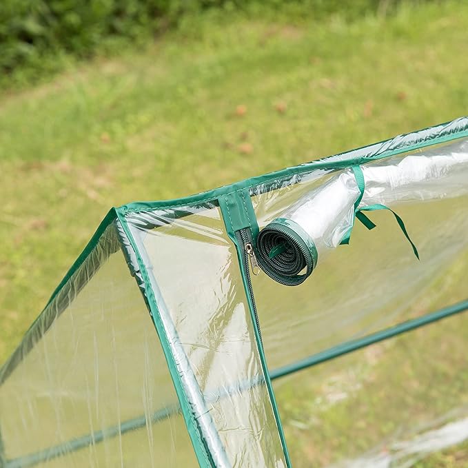 Gardenised Green Outdoor Waterproof Portable Plant Greenhouse with 2 Clear Zippered Windows Large