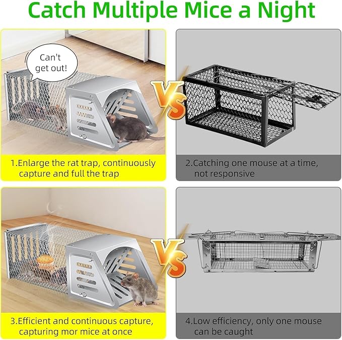 Chipmunk Trap Humane Rat TrapMulti-Catch Reusable Mouse Trap for Home/Garden/Warehouse Humane Mouse Traps- Safe &amp Effective Mouse for Families &amp Farmers 1 PCS