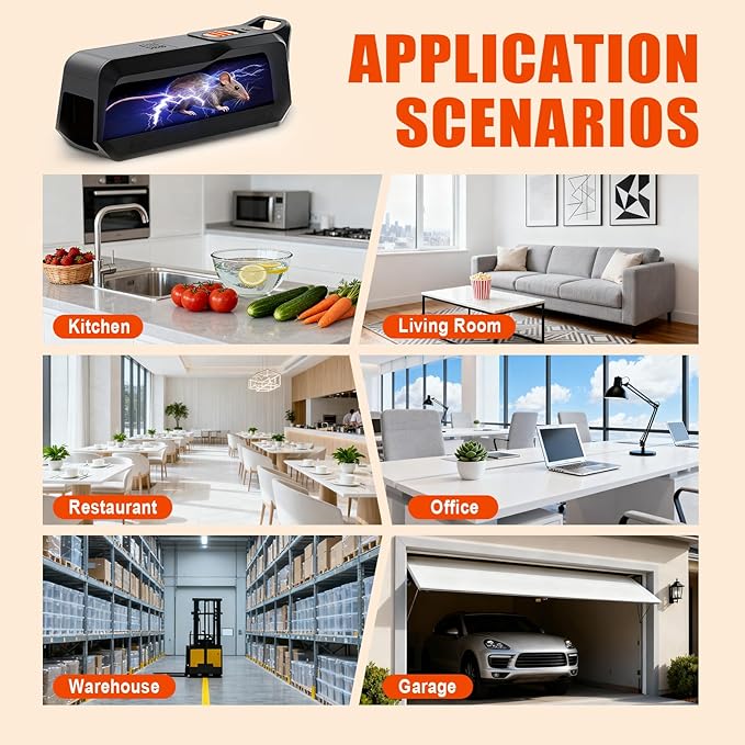 Electric Mouse Trap 2 Pack Humane Electronic Mouse Trap for Indoor Home Use Reusable Electric Rat Trap No-Touch Rodent Control for Kitchen Garage Attic Basement