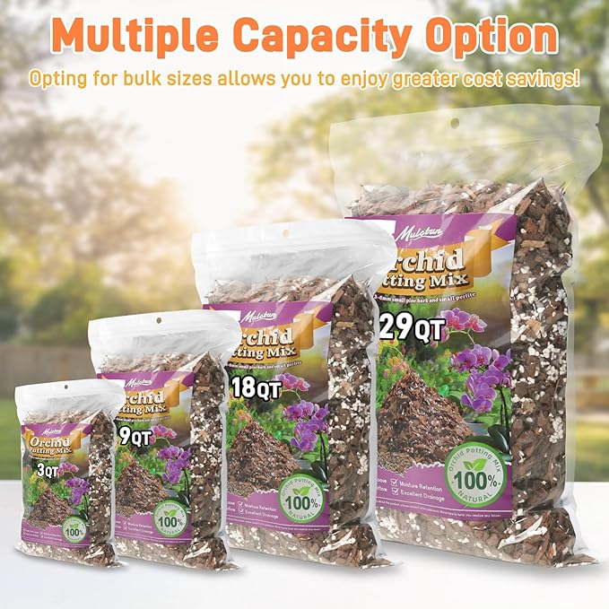 Orchid Bark Potting Mix - 29QT Natural Orchid Potting Mix for Repotting Blended with Small Pine Bark and Perlite to Provide Ideal Ventilation and Good Drainage for Orchids and Other Potted Plants
