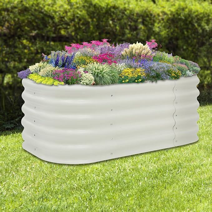 Raised Garden Bed Kits 17 Tall 6 in 1 Customizable Metal Raised Planter Bed for Vegetables Flowers Herbs Large Planter Box for Patio Backyard Gardening