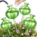 NiHome Plant Watering Globes 4-Pack (2 Small + 2 Large) Green Glass Cactus Self Watering Globe Glass Waterer for Potted Plants Automatic Mini Irrigation System Adorable Gardening Tool