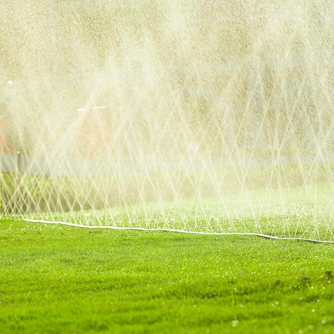 LINEX Sprinkler Soaker Hose 50 ft 2 pack for Garden Watering Hose with Holes High-Efficiency Sprinklers System for Lawn and Garden with Staples