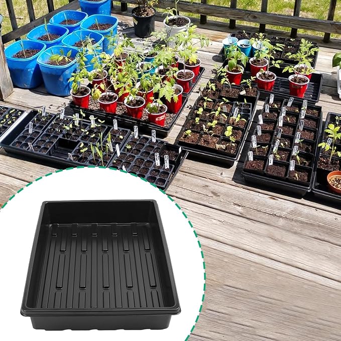 14 Pack Seed Starter Trays 15.3 x 11.4 inches Microgreens Growing Trays with Bottom for Germination Hydroponic &amp Sprouting Plant Trays for Garden Wheatgrass
