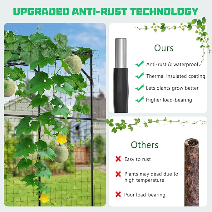 DoCred Large Garden Arch Trellis for Climbing Plants 79'' H x 79'' L x 79'' W Outdoor Grape Vine Trellis Arch Arbor Gazebo Grape Trellis for Climbing Plants Courtyard and Garden Decoration Black